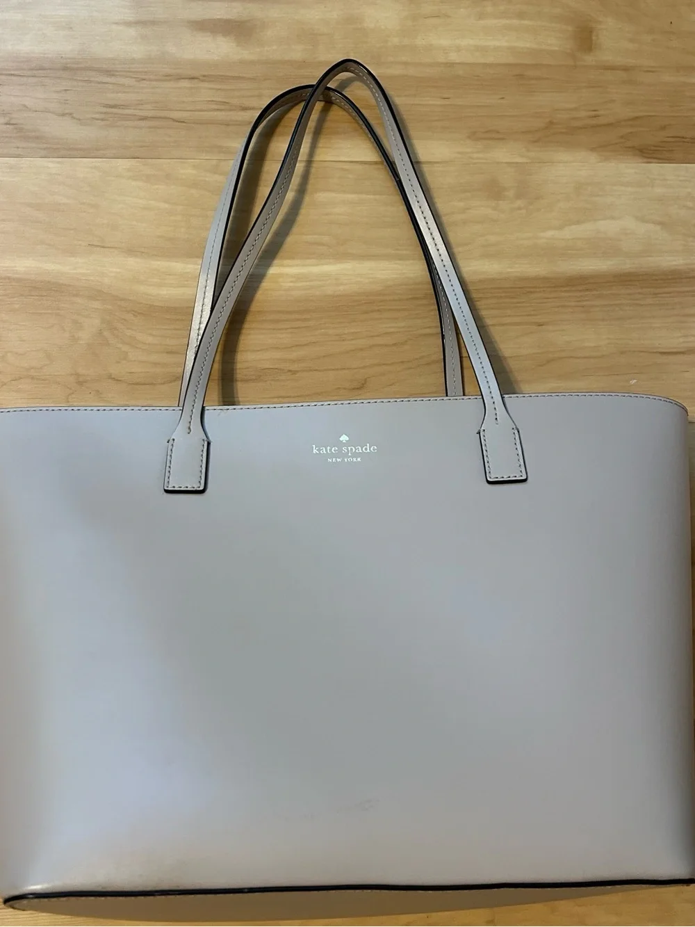 kate spade light gray lavender leather tote